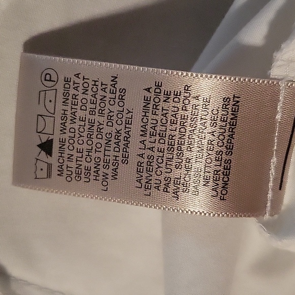 NWOT Crisp White Cotton Stretch Blouse, Short Sleeve, Ruffled V-neck, S - Picture 15 of 15